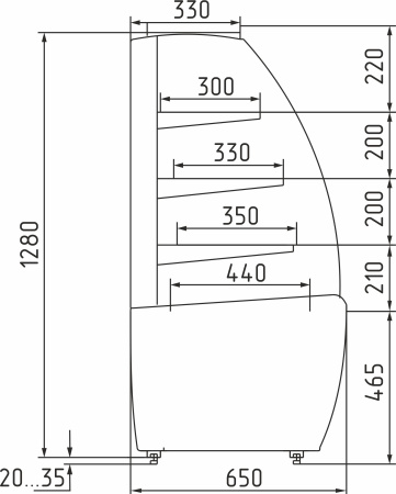 Витрина нейтральная Carboma K70 N 1,3-1 LIGHT 0012-0109