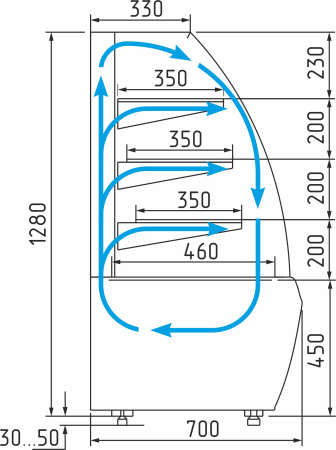 Витрина кондитерская Carboma K70 VV 0,9-1 STANDARD 0102-0109 (ВХСв-0,9д Люкс)