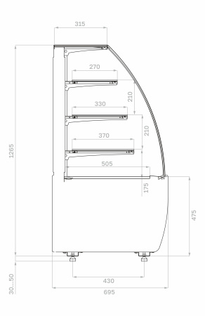 Витрина нейтральная Carboma K70 N 1,3-1 LIGHT 9005-0109 (версия 2.0)
