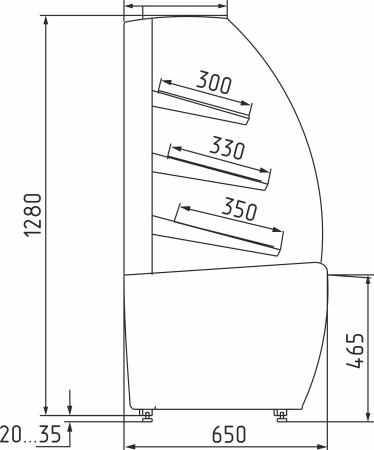 Витрина хлебная Carboma K70 N 1,3-2 LIGHT Bread 0012-0109 (без стекла)
