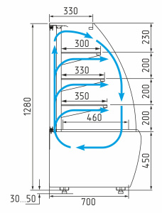 Витрина кондитерская Carboma K70 VM 0,6-2 STANDARD 9006-9005 (открытая)