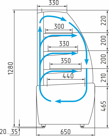 Витрина кондитерская Carboma K70 VM 1,3-1 LIGHT 0012-0109 (ВХСв-1,3д)