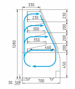 Витрина кондитерская Carboma KC70 VM 0,6-2 STANDARD 9006-9005 (открытая)